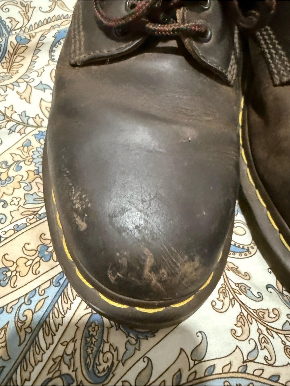 Dr. Martens Dark Brown Leather 5-Eye Lace-Up Oxfords with Yellow Welt - Picture 7 of 7
